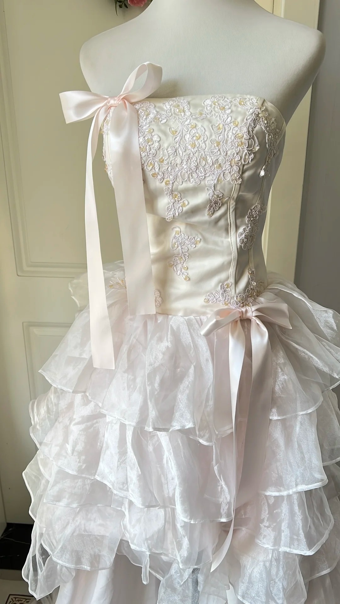 Sweet 16 Dress Ideas High Low Strapless Light Pink Tulle With Appliques Lace Ball Gown Sweet Sixteen Birthday Dresses RC0717