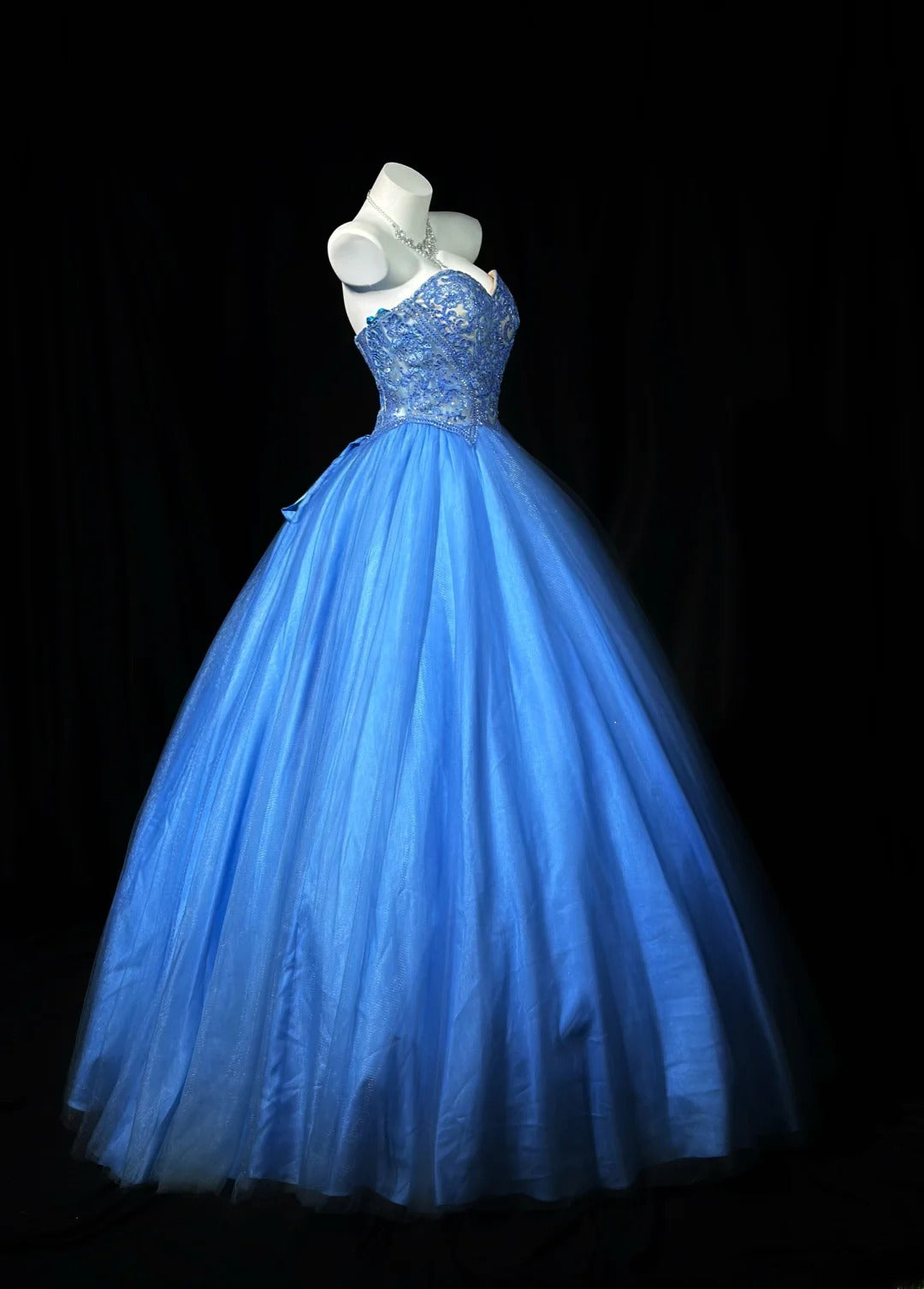 Modest Prom Dresses Ball Gown Sweetheart Royal Blue Lace Tulle 1950s Retro Classy Party Formal Outfits RB6214