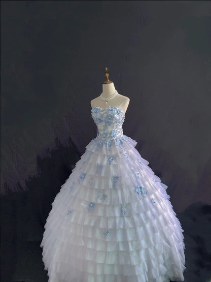 Princess Vibes Ball Gown Sweetheart Light Sky Blue Chiffon Long With Lace Quince Dress inspo Quinceanera Dresses Sweet 15 16 Outfits RB7848
