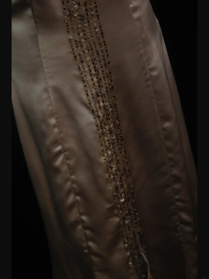 Vintage High Low 80s Spaghetti Straps Champagne Beads With Beaded Prom Dresses Inspo Birthday Outfit Formal Gowns AS394