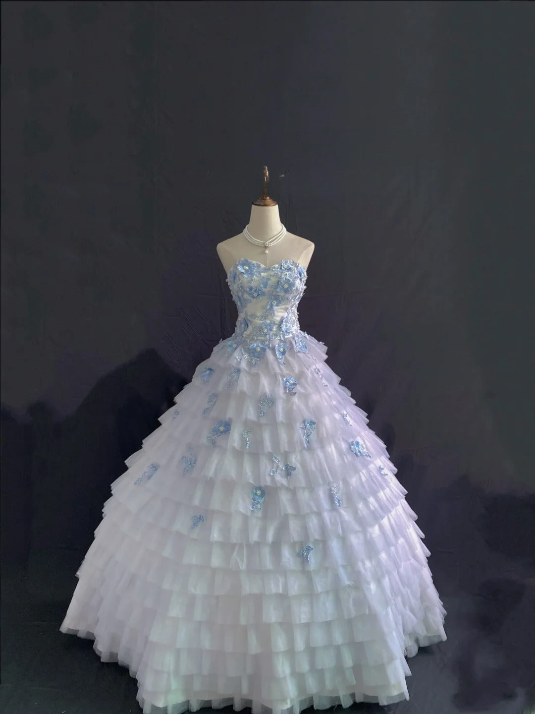 Princess Vibes Ball Gown Sweetheart Light Sky Blue Chiffon Long With Lace Quince Dress inspo Quinceanera Dresses Sweet 15 16 Outfits RB7848