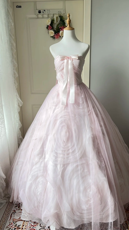 Sweet 15 Quinceanera Dresses Ball Gown Strapless Pink With 3D Flowers Long 16th Birthday Dress RC0718