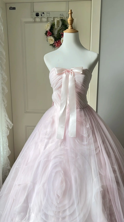 Sweet 15 Quinceanera Dresses Ball Gown Strapless Pink With 3D Flowers Long 16th Birthday Dress RC0718