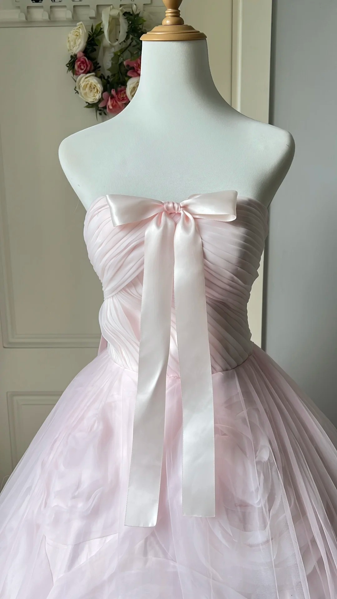 Sweet 15 Quinceanera Dresses Ball Gown Strapless Pink With 3D Flowers Long 16th Birthday Dress RC0718