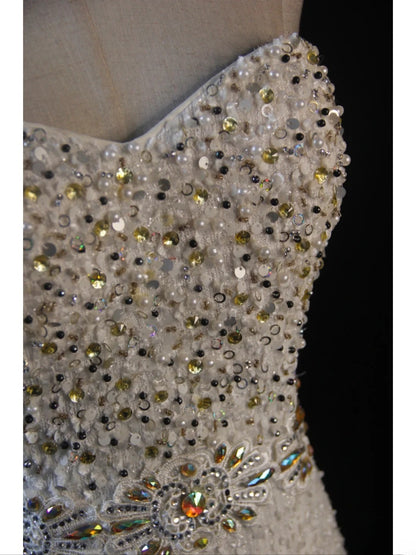 Vintage Mermaid Sweetheart White 1950s With Pearls Beaded Bodice Long Prom Dresses Inspo Birthday Outfit Formal Gown AS396