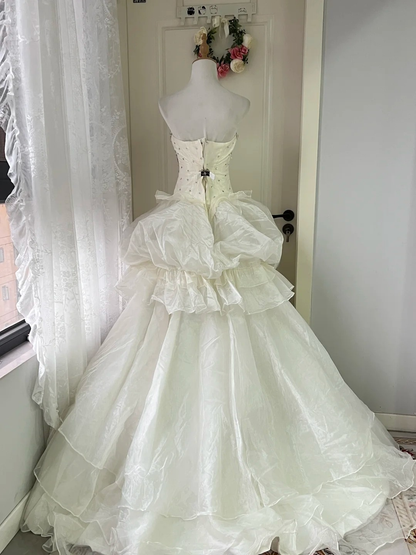 Sweet 15 Quinceanera Dresses Ball Gown Strapless White With Crystals Long 16th Birthday Dress RC0719
