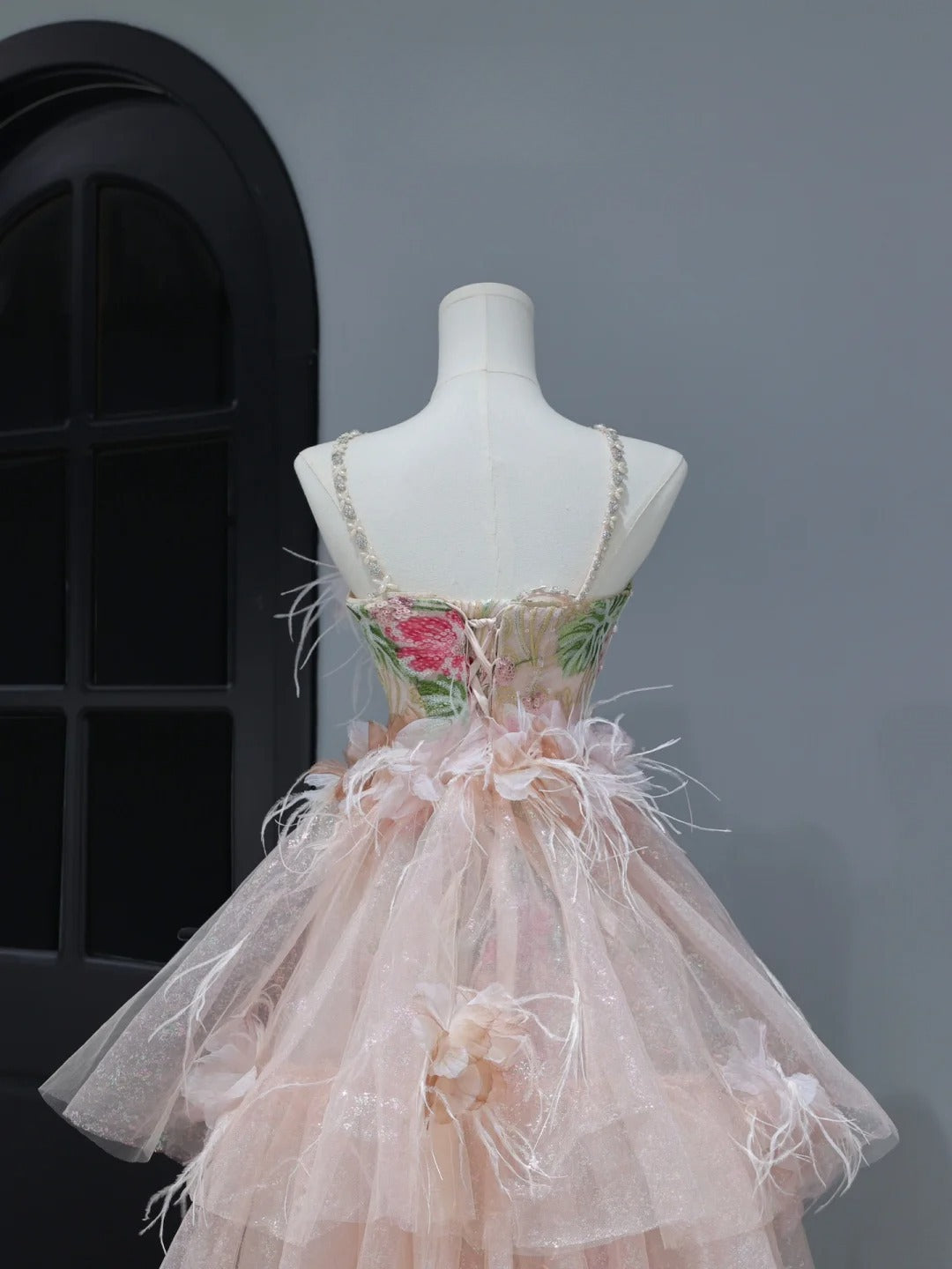 Cute Prom Dresses Aesthetic A Line Halter Sequin Pink Floral Inspiration Style Impress Corset Fitted Long Party Formal Gown AS397
