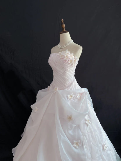 Princess Vibes Ball Gown Strapless Light Pearl Pink Long With Tiered Flowers Quince Dress inspo Quinceanera Dresses Sweet 15 16 Outfits RB7852