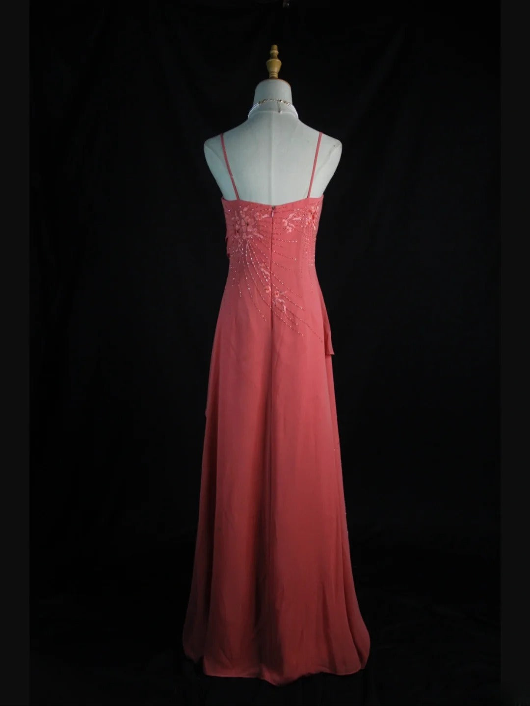 Vintage A line 80s Spaghetti Straps Pink Beads With Beaded Long Prom Dresses Inspo Birthday Outfit Formal Gowns AS399