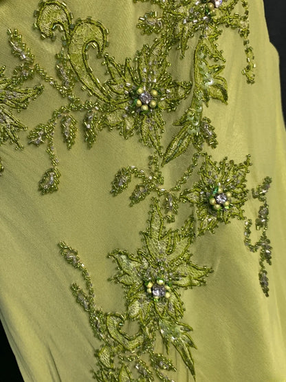 Vintage Mermaid Sweetheart Sage Green Chiffon 1950s With Beads Lace Bodice Long Prom Dresses Inspo Birthday Outfit Party Gown AS400