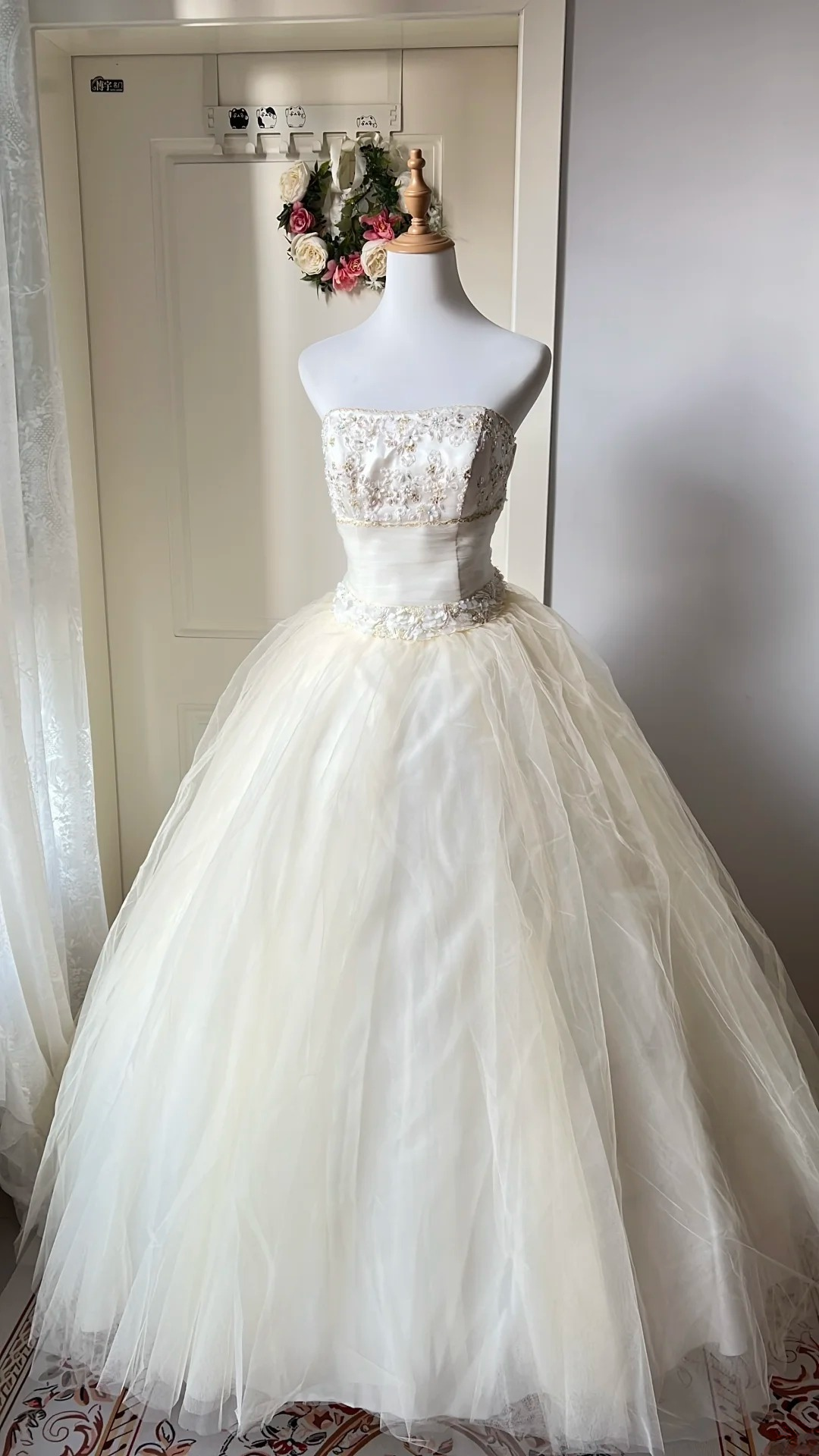 Sweet 15 Quinceanera Dresses Ball Gown Strapless Light Yellow With Appliqued Long 16th Birthday Dress RC0722