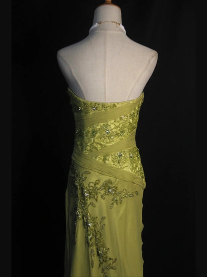 Vintage Mermaid Sweetheart Sage Green Chiffon 1950s With Beads Lace Bodice Long Prom Dresses Inspo Birthday Outfit Party Gown AS400
