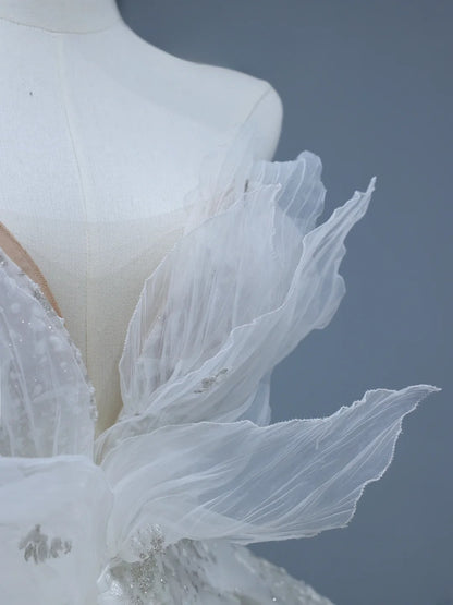 Princess Long Wedding Gowns Ball Gown Sweetheart Style for Bride With Pleated Ruched Train White Bridal Dress AS401