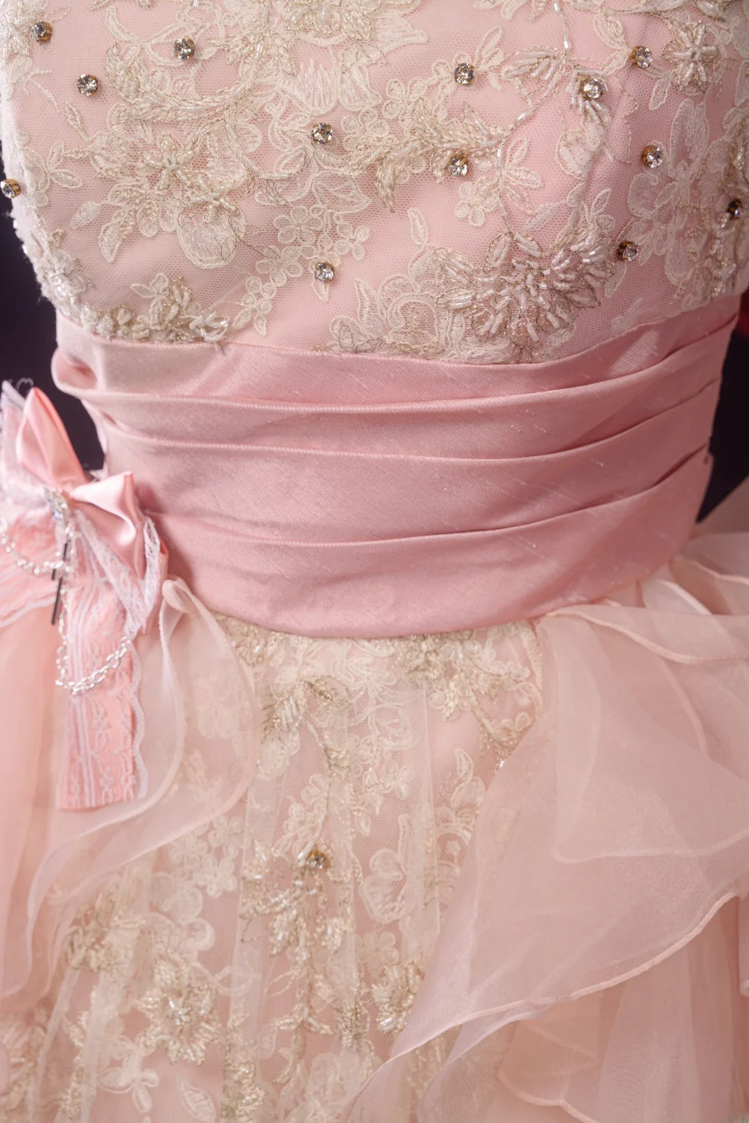 Ball Gown Strapless Pink Lace Sweet 15 Quinceanera Dresses Formal Gown Birthday Vestido De 15 Años RB8594