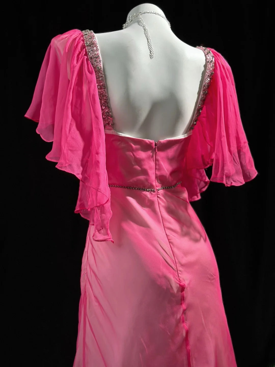 Classy Prom Dresses A Line Square Neck Pink Chiffon 1950s Retro Classy Party Formal Outfits RB6220
