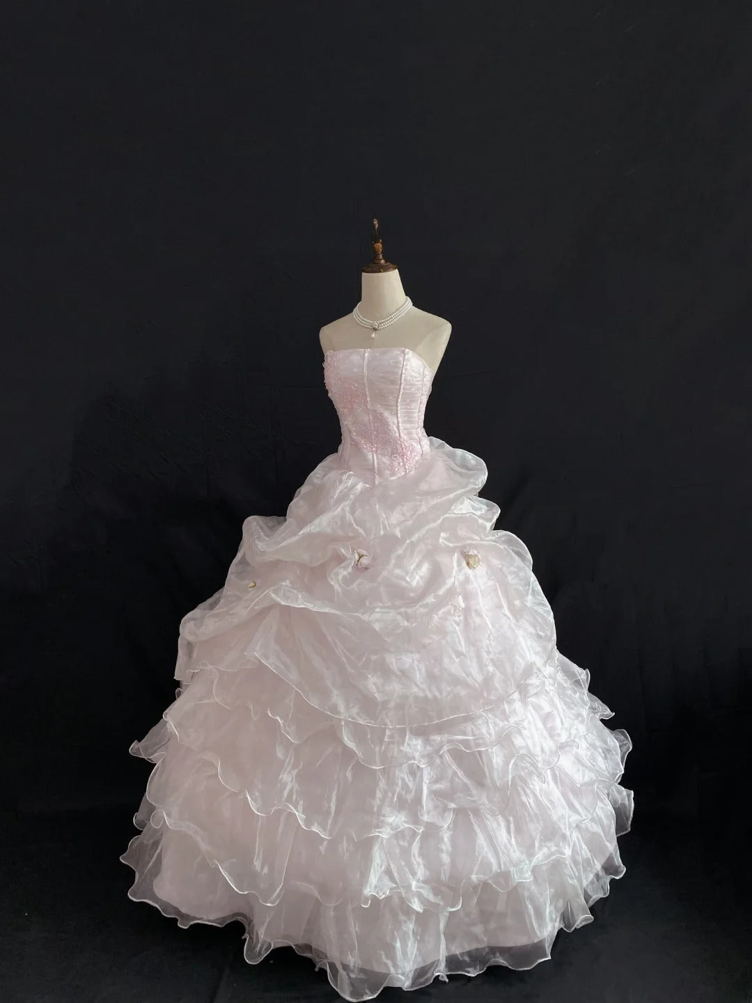 Princess Vibes Ball Gown Strapless Light Pink Long With Tiered Layers Quince Dress inspo Quinceanera Dresses Sweet 16 Outfit RB7856