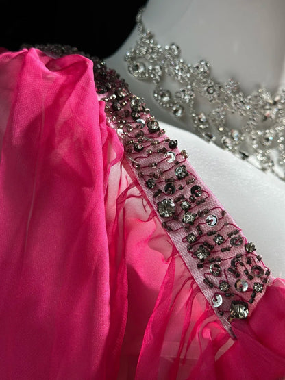 Classy Prom Dresses A Line Square Neck Pink Chiffon 1950s Retro Classy Party Formal Outfits RB6220