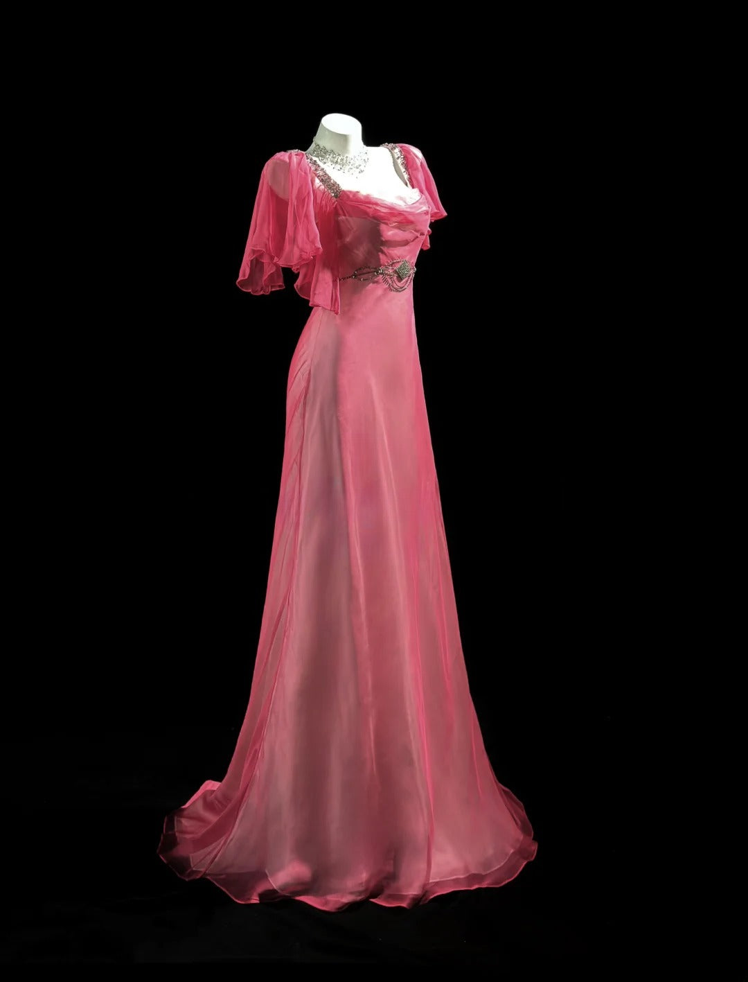 Classy Prom Dresses A Line Square Neck Pink Chiffon 1950s Retro Classy Party Formal Outfits RB6220