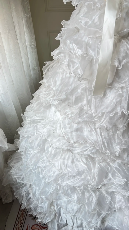 Sweet 15 Quinceanera Dresses Ball Gown Strapless White With Layers Tiered Long 16th Birthday Dress RC0725
