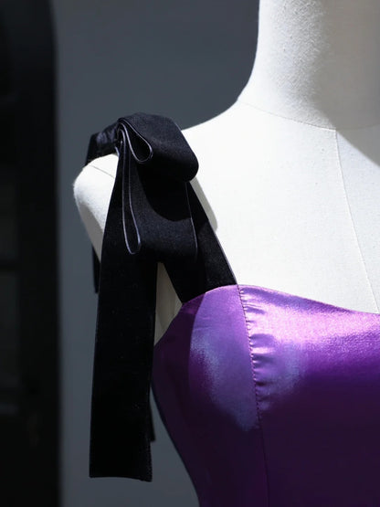 New Purple Satin Ball Gown Quinceanera Dresses Ruffles Simple Party Sexy Sweet 16 Birthday Outfits Dress AS404