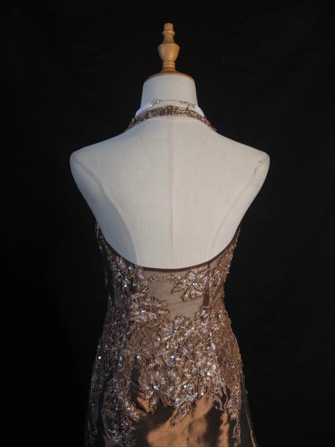 Vintage Mermaid 80s Halter Chocolate Taffeta With Slit Beads Long Prom Dresses Inspo Birthday Outfit Formal Gowns AS404