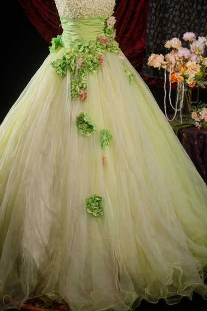 Ball Gown Strapless Sage Green Tulle Sweet 15 Quinceanera Dresses Formal Gown For 15 Anos Celebration RB8597