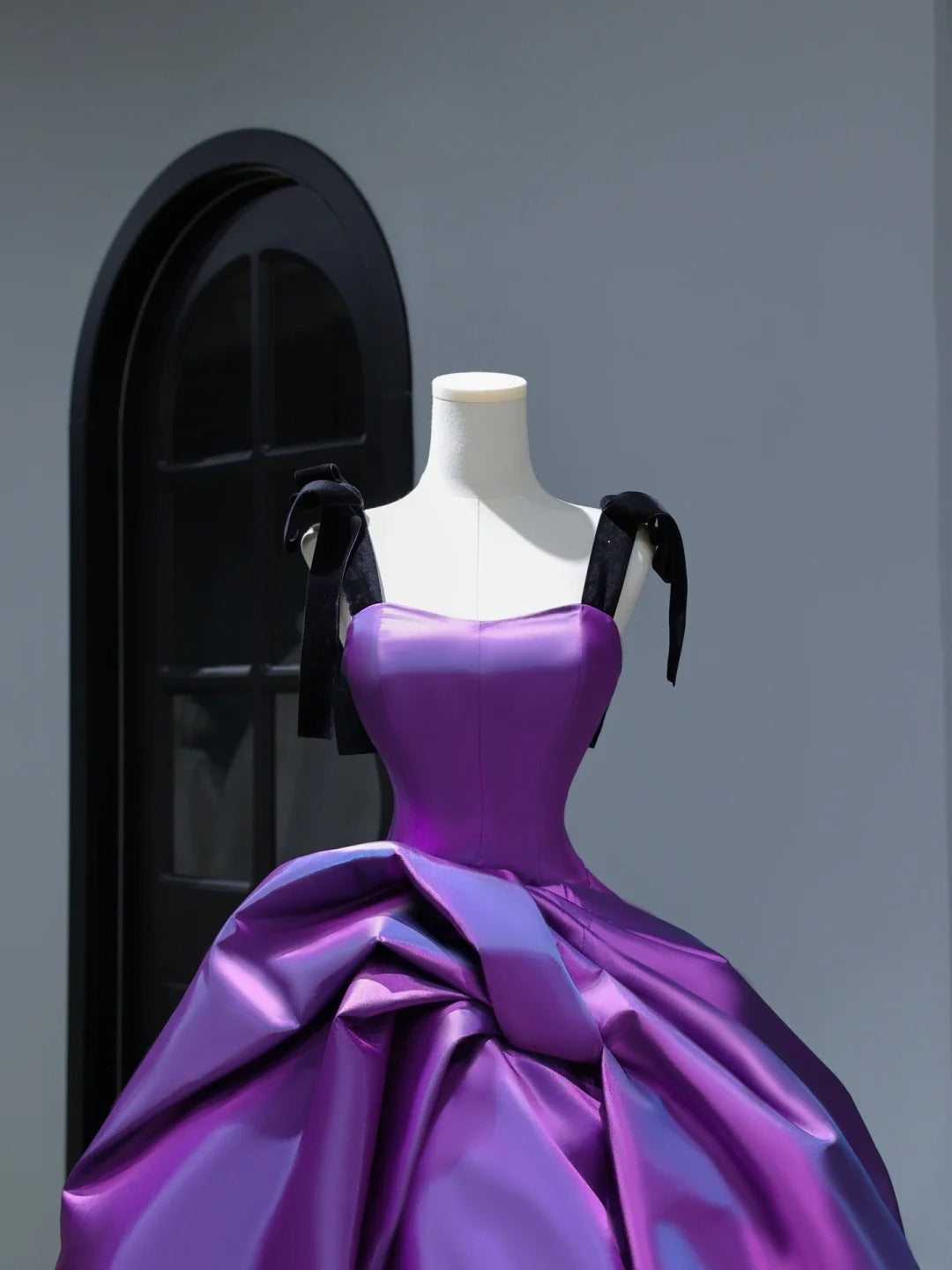 New Purple Satin Ball Gown Quinceanera Dresses Ruffles Simple Party Sexy Sweet 16 Birthday Outfits Dress AS404