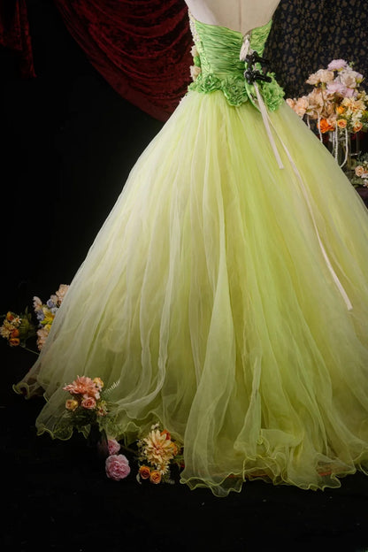Ball Gown Strapless Sage Green Tulle Sweet 15 Quinceanera Dresses Formal Gown For 15 Anos Celebration RB8597