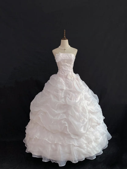 Princess Vibes Ball Gown Strapless Light Pink Long With Tiered Layers Quince Dress inspo Quinceanera Dresses Sweet 16 Outfit RB7859