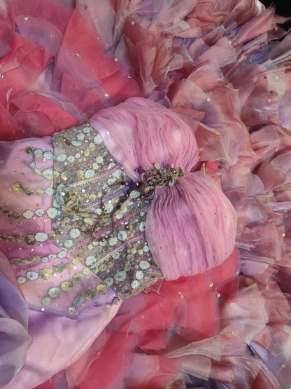 Beautiful Mermaid Sweetheart Chiffon With Tiered Layers Pink Prom Dress Formal Dress Party Dresses RB7138
