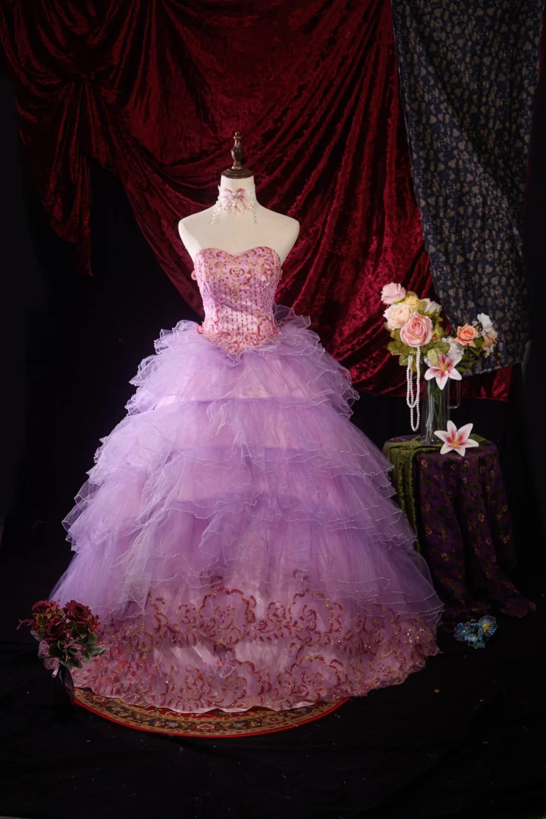 Pretty Ball Gown Sweetheart Lilac Tulle Sweet 15 Quinceanera Dresses Formal Gown For 15 Anos Celebration RB8598