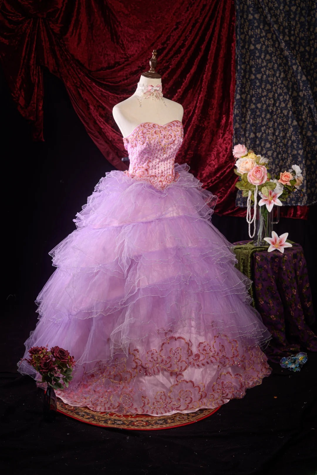 Pretty Ball Gown Sweetheart Lilac Tulle Sweet 15 Quinceanera Dresses Formal Gown For 15 Anos Celebration RB8598