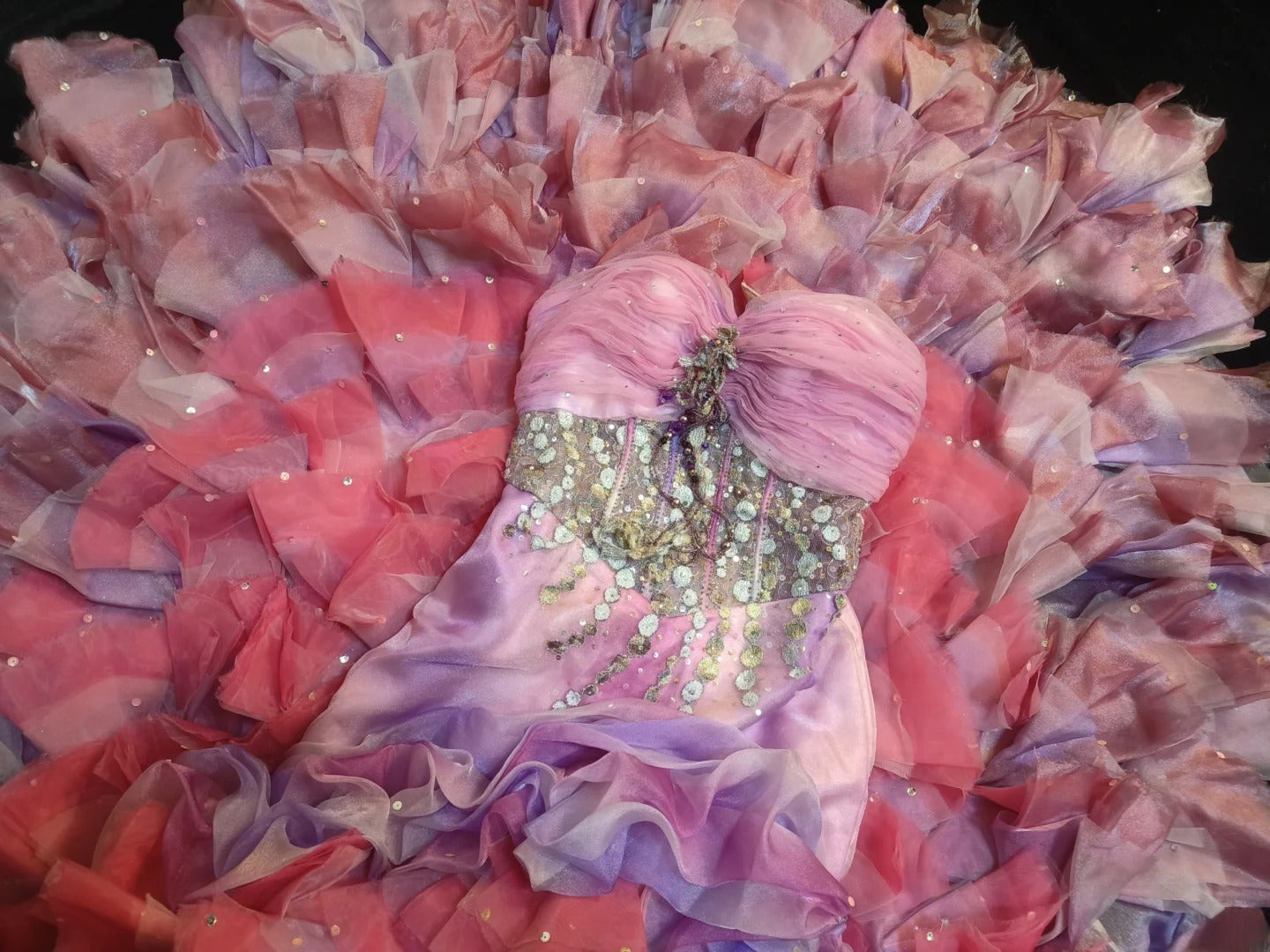 Beautiful Mermaid Sweetheart Chiffon With Tiered Layers Pink Prom Dress Formal Dress Party Dresses RB7138