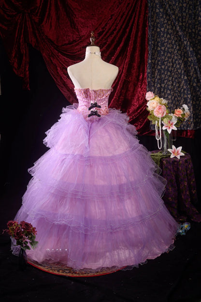 Pretty Ball Gown Sweetheart Lilac Tulle Sweet 15 Quinceanera Dresses Formal Gown For 15 Anos Celebration RB8598