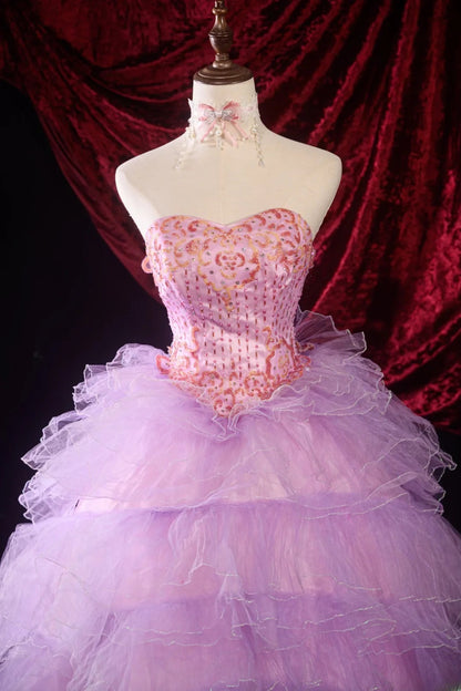 Pretty Ball Gown Sweetheart Lilac Tulle Sweet 15 Quinceanera Dresses Formal Gown For 15 Anos Celebration RB8598