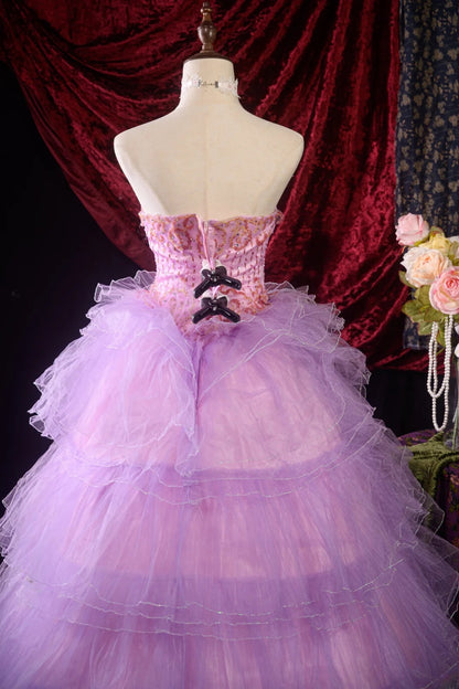 Pretty Ball Gown Sweetheart Lilac Tulle Sweet 15 Quinceanera Dresses Formal Gown For 15 Anos Celebration RB8598