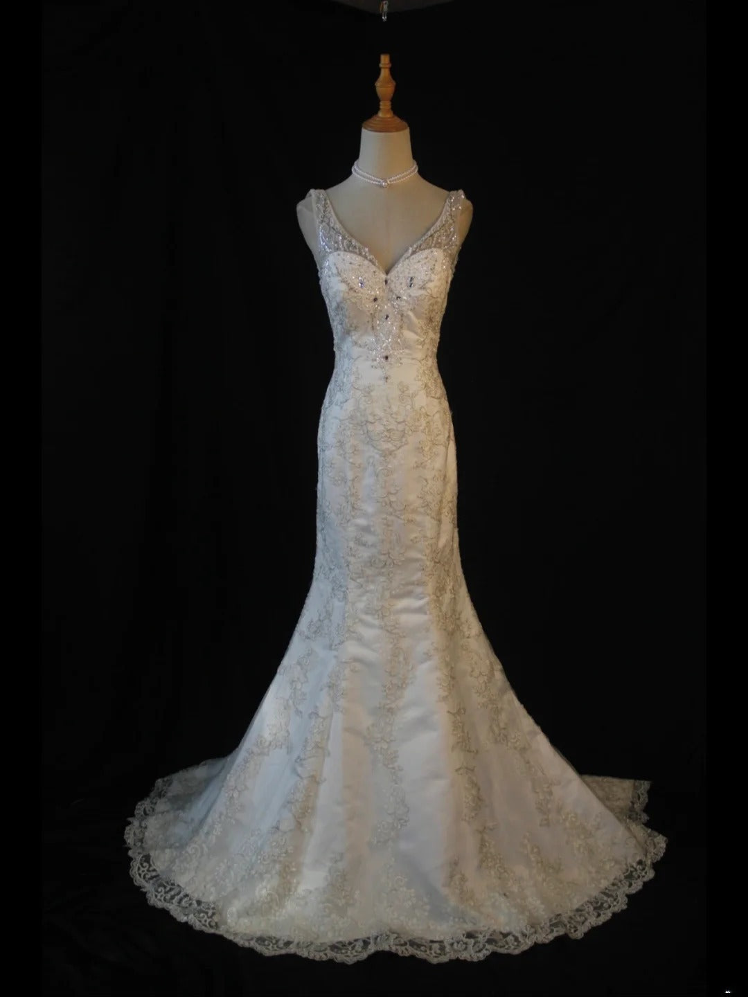 Women's Elegant Mermaid Sheer Tulle Sweetheart Vintage White Wedding Dress for Bride Sweep Train Wedding Dresses AS406