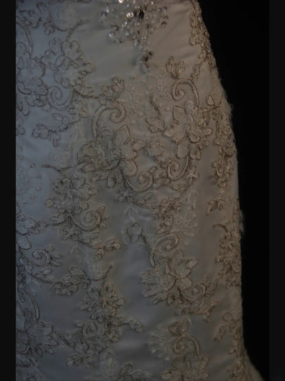 Women's Elegant Mermaid Sheer Tulle Sweetheart Vintage White Wedding Dress for Bride Sweep Train Wedding Dresses AS406