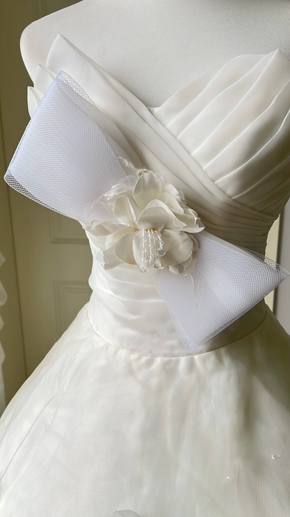 Simple Wedding Dress Ball Gown Sweetheart White With Corset Fitted Back Train Long Bridal Gown RC0729