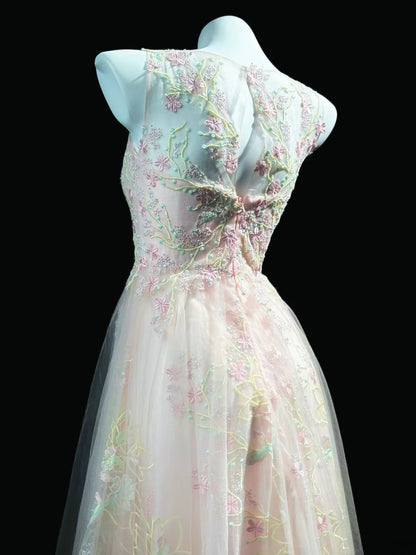 Classy Prom Dresses A Line Scoop Light Pink Tulle 1950s Retro Classy Party Formal Outfits RB6224