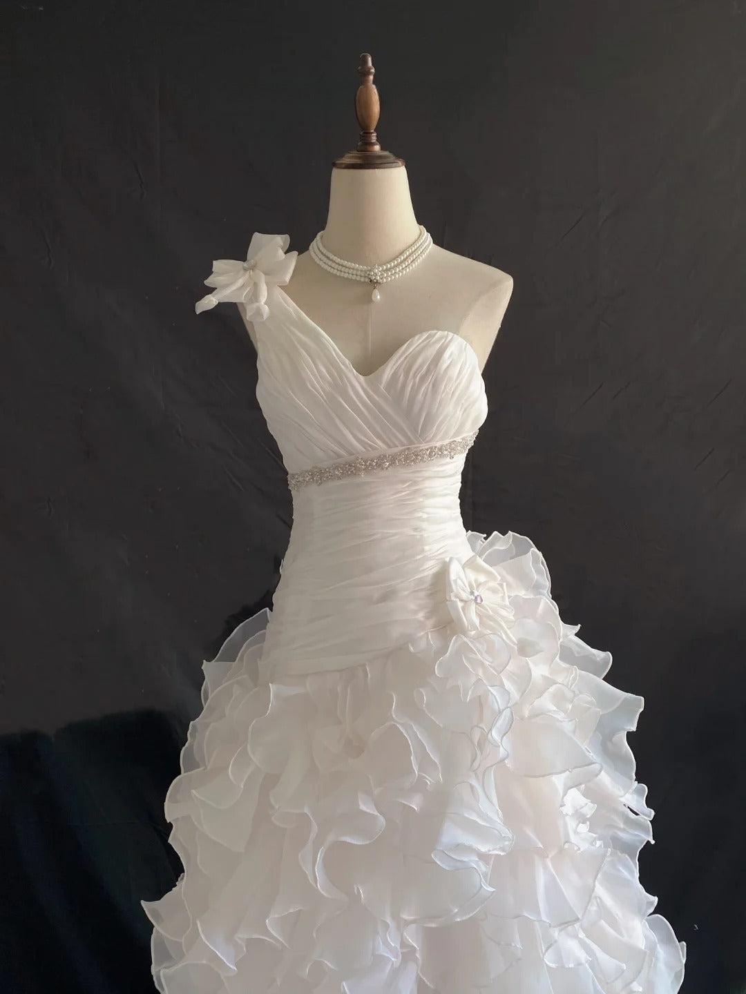 Vintage 90s Mermaid One Shoulder Light Pink Chiffon With Tiered Ruffled Long Prom Dresses Formal Outfit Evening Night Dress RB7862