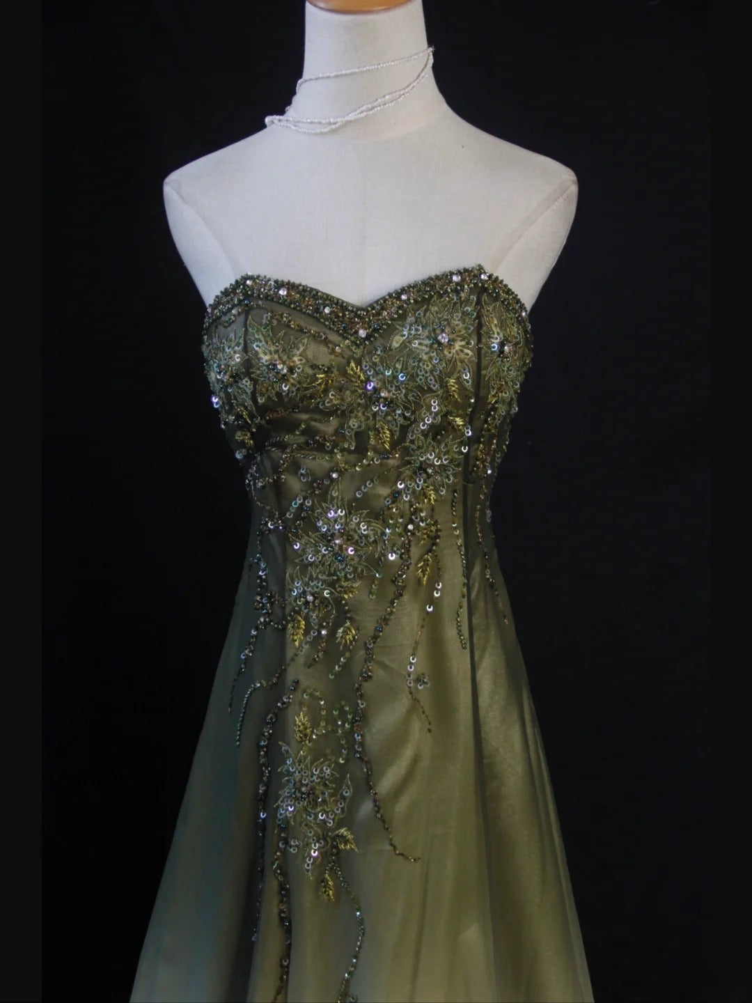 Vintage A line Sweetheart Green Chiffon 1950s With Beads Bodice Long Prom Dresses Inspo Birthday Outfit Party Gown AS409