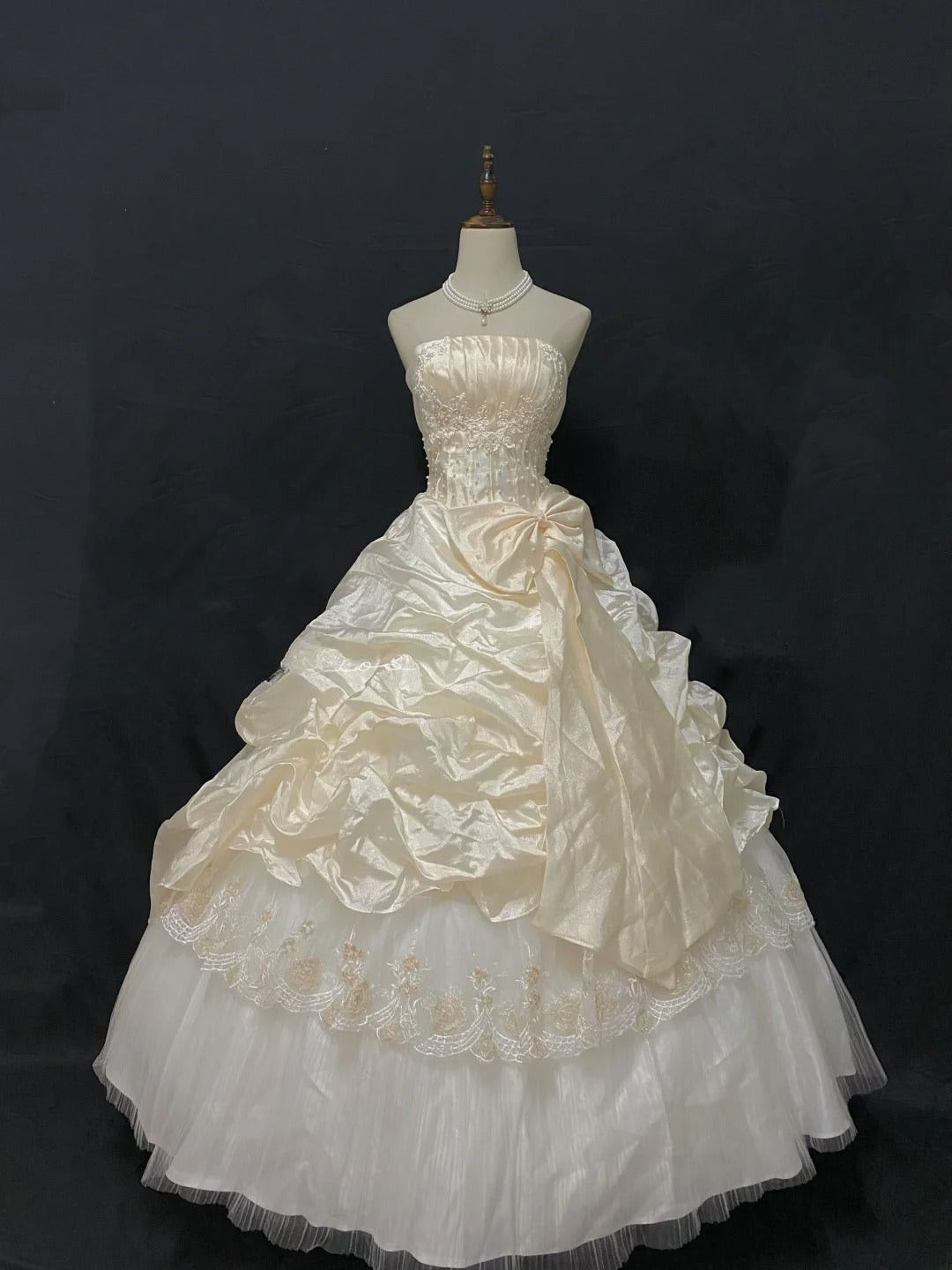 Princess Vibes Ball Gown Strapless Taffeta Long With Tiered Layers Quince Dress inspo Quinceanera Dresses Sweet 16 Outfit RB7864