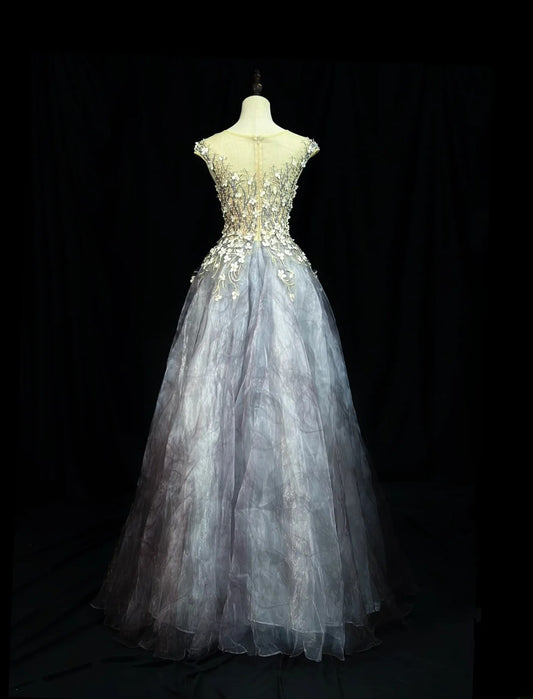 Vintage Prom Dresses Ball Gown Scoop Dusty Gray With Flowers 1950s Retro Classy Party Formal Outfits RB6226