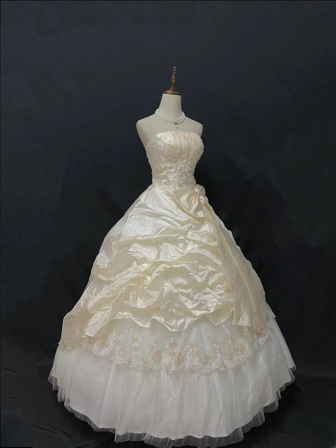 Princess Vibes Ball Gown Strapless Taffeta Long With Tiered Layers Quince Dress inspo Quinceanera Dresses Sweet 16 Outfit RB7864