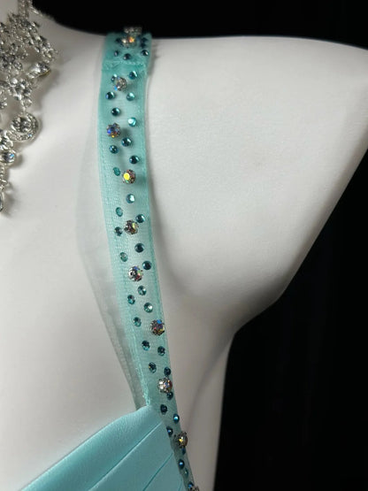Prom Dresses A line Halter Tiffany Blue Chiffon Vintage 1950s Retro Classy Party Formal Outfits RB6228
