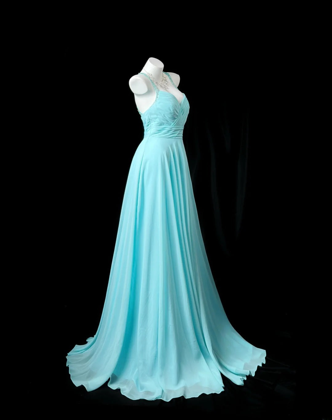 Prom Dresses A line Halter Tiffany Blue Chiffon Vintage 1950s Retro Classy Party Formal Outfits RB6228