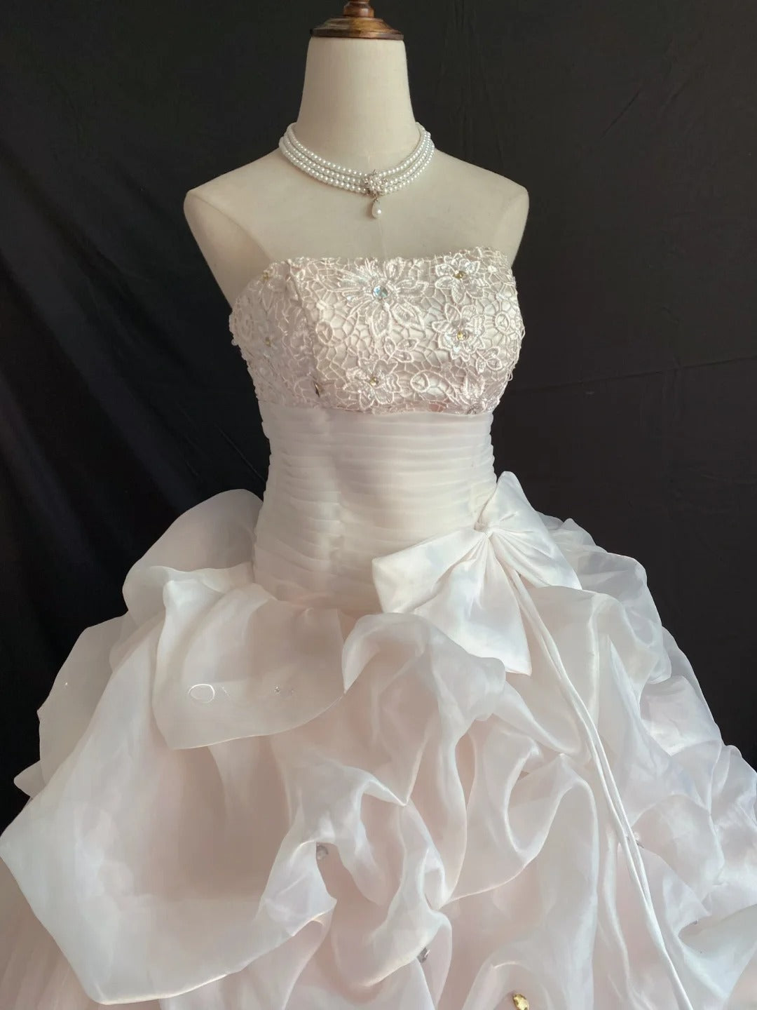 Princess Vibes Ball Gown Strapless Light Pink Tulle Long With Tiered Lace Quince Dress inspo Quinceanera Dresses Sweet 16 Outfit RB7867