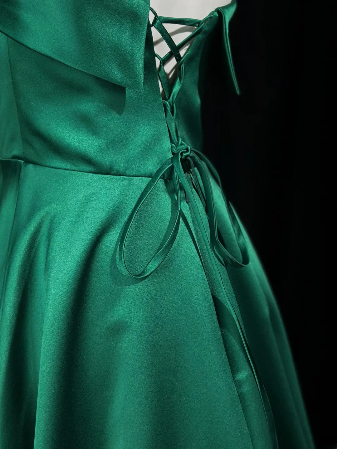 Simple Prom Dresses A line Strapless Dark Green Satin Long Party Formal Outfits RB6229