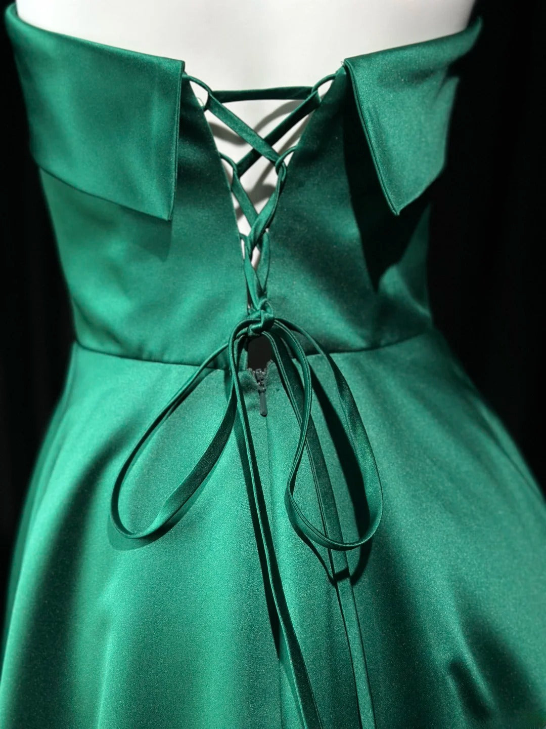 Simple Prom Dresses A line Strapless Dark Green Satin Long Party Formal Outfits RB6229